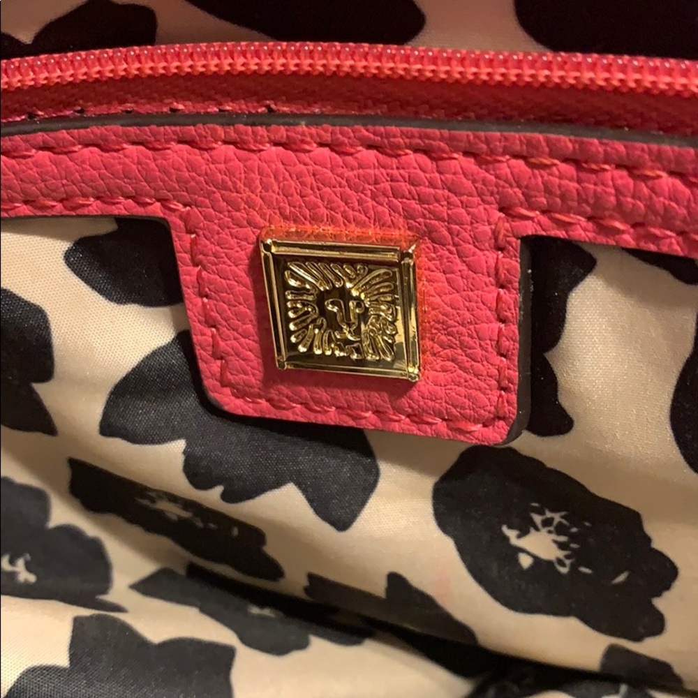 Hot Pink Anne Klein Purse W/Gold Chain Straps Gem
